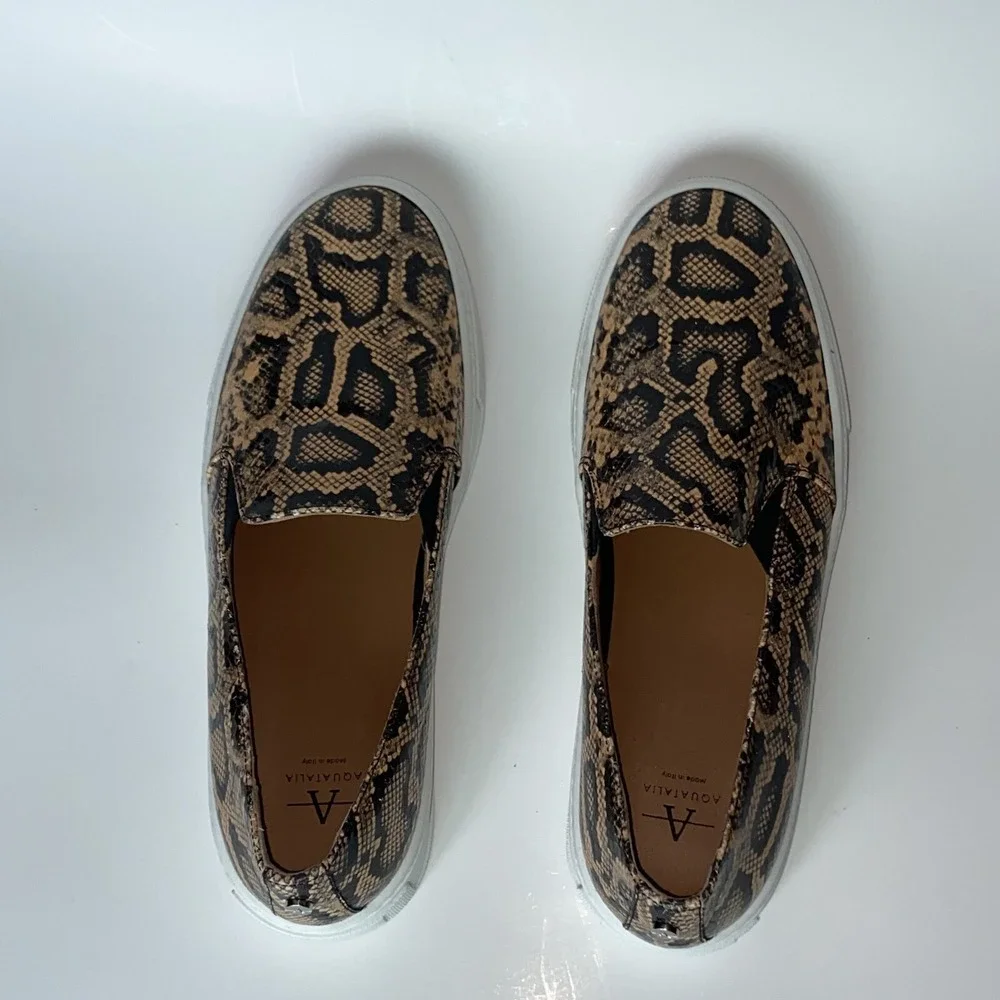 Aquatalia Slip On Loafers Python Leather Snake Shoe Women's Size $450